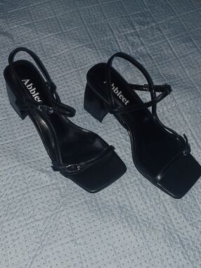 Black Strappy Block Heel Sandals